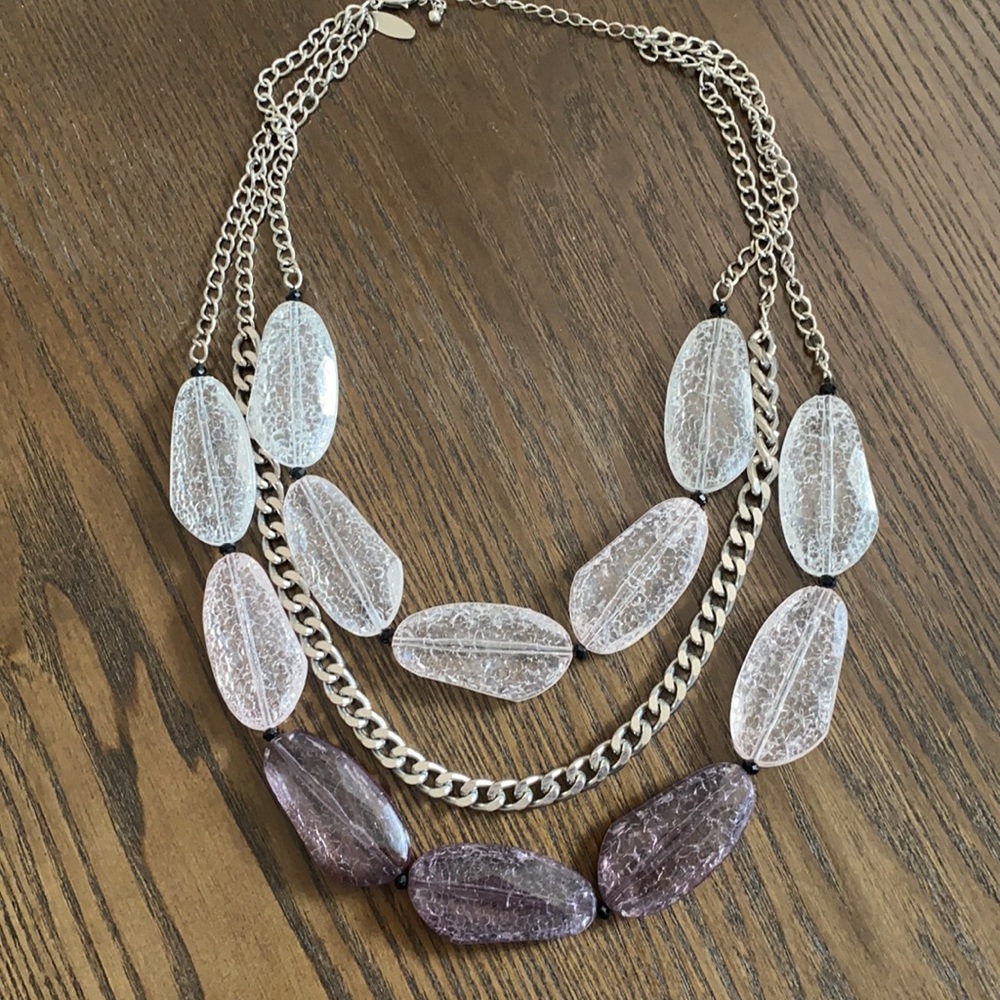 New York and Company multi layer large stone necklace
